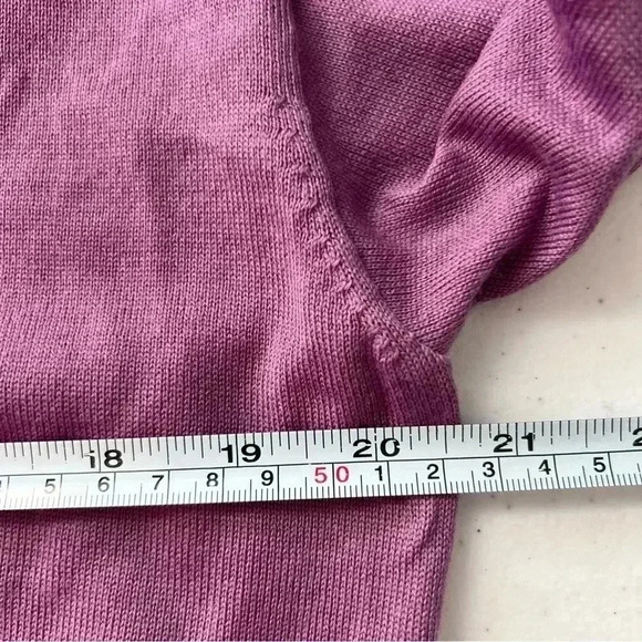 BOUTIQUE MOSCHINO Wool sweater V-Neck Smocked Cuff Slightly Loose Fit  Lila Sz L - Picture 13 of 13